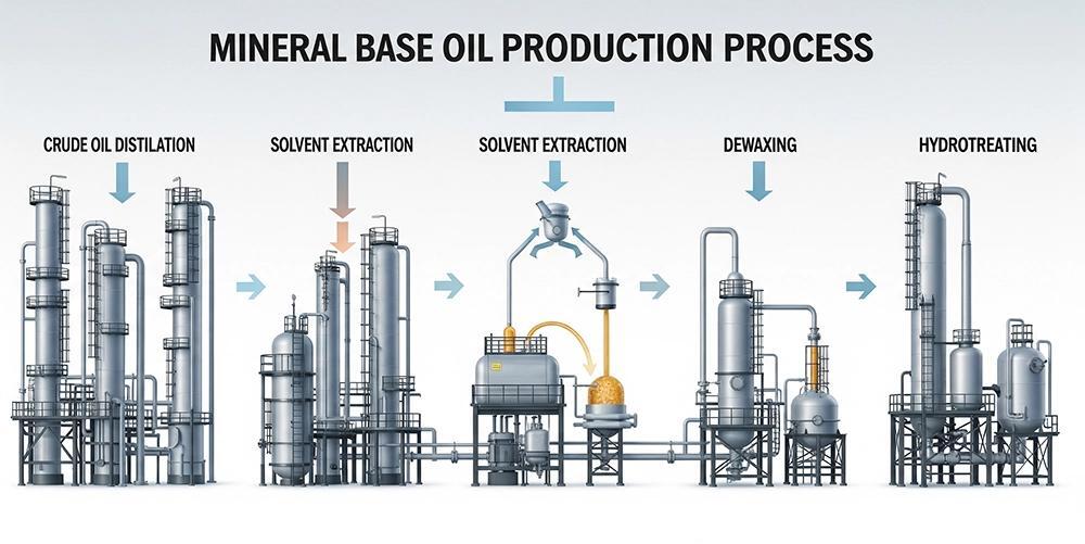 Base oil production and refining process