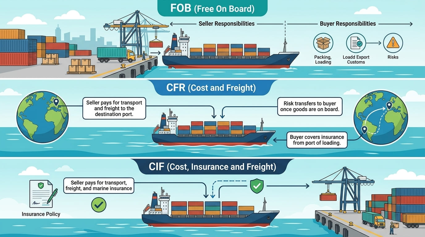 CFR and CIF ocean freight for international trade