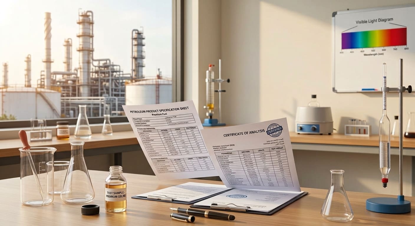 Petroleum product specification and certificate of analysis for international buyers